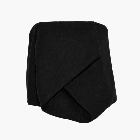 Rick Owens Sisyphus FW 18 Scrunch Bustier Strapless Camel Wool Top in Black